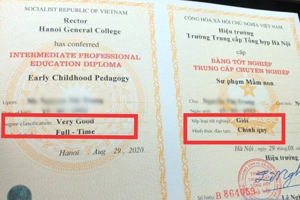 bằng cao đẳng chính quy