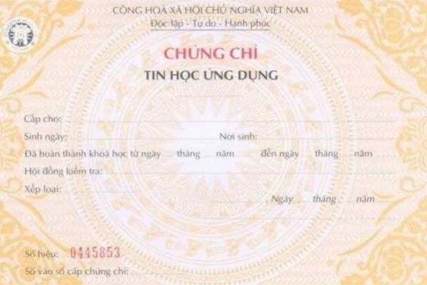 phôi gốc chứng chỉ tin học cơ bản