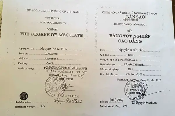 Các loại bằng tốt nghiệp cao đẳng