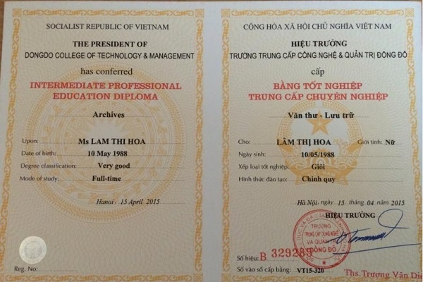 bằng trung cấp chính quy